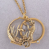 Ocean Fish Magnifier Glass Pendant Necklace Antique Jewelry
