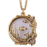 Ocean Fish Magnifier Glass Pendant Necklace Antique Jewelry