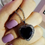 Oceanheart Chocker Necklace 925 Sterling Silver Lab Sapphire Bridal Charm