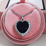 Oceanheart Chocker Necklace 925 Sterling Silver Lab Sapphire Bridal Charm