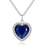 Oceanheart Chocker Necklace 925 Sterling Silver Lab Sapphire Bridal Charm