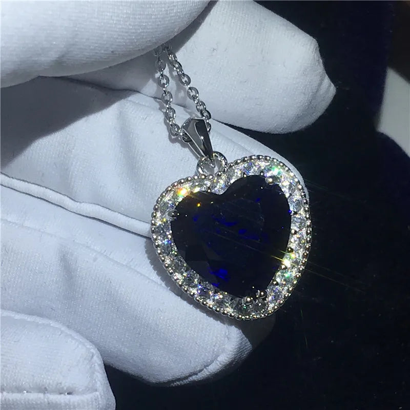Oceanheart Pendant AAAAA Zircon CZ 925 Sterling Silver Wedding Pendant