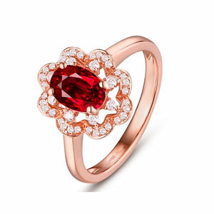 Red Crystal Ring Rose Party Wedding Rings Jewelry Hollow for Women Girls