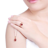 Red Crystal Ring Rose Party Wedding Rings Jewelry Hollow for Women Girls