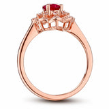 Red Crystal Ring Rose Party Wedding Rings Jewelry Hollow for Women Girls