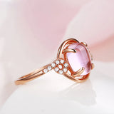 CZ Crystal Flower Ring Leaf Rose Hyperbole Women Girls Gift Drop