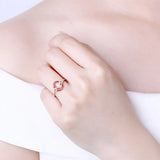 CZ Crystal Flower Ring Leaf Rose Hyperbole Women Girls Gift Drop