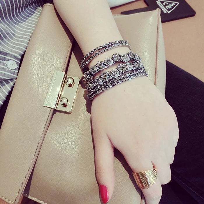 Austrian Crystal Bracelet Multilayer Vintage Jewelry Gift