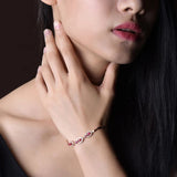 Rose Oval CZ Red Crystal Bracelet for Women Girls Gift