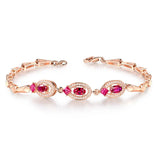 Rose Oval CZ Red Crystal Bracelet for Women Girls Gift