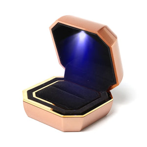 Octagonal Jewelry Box w/ LED Lights & Flannel Interior