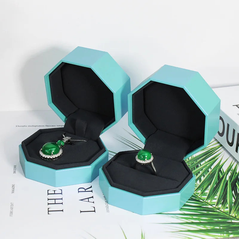 Octagonal Square Leather Jewelry Box Necklace Storage Box