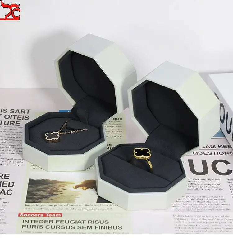 Octagonal Square Leather Jewelry Box Necklace Storage Box