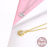 Octagonal Star CZ Queen Sun Pendant Necklace 925 Sterling Silver Crystal