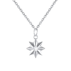 Octagonal Star CZ Queen Sun Pendant Necklace 925 Sterling Silver Crystal