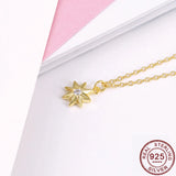 Octagonal Star CZ Queen Sun Pendant Necklace 925 Sterling Silver Crystal