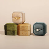 Octagonal Velvet Double Ring Box Detachable Lid Engagement