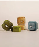Octagonal Velvet Double Ring Box Detachable Lid Engagement