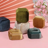 Octagonal Velvet Double Ring Box Detachable Lid Engagement