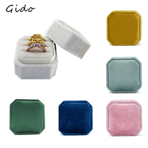 Octagonal Velvet Ring Box Single Double Three Slot