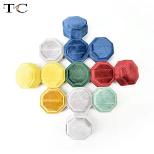 Velvet Jewelry Box Multi-Color Double Ring Storage Case Wedding Ring Display
