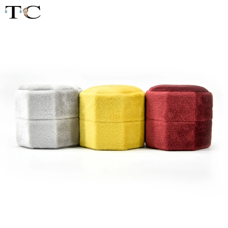 Velvet Jewelry Box Multi-Color Double Ring Storage Case Wedding Ring Display