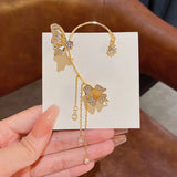 October Zircon Butterfly Ear Hanging Ear Bone Clip Earrings