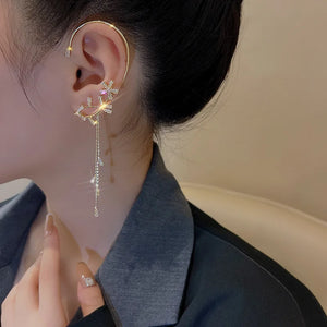 October Zircon Butterfly Ear Hanging Ear Bone Clip Earrings