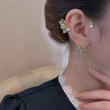 October Zircon Butterfly Ear Hanging Ear Bone Clip Earrings