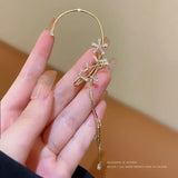 October Zircon Butterfly Ear Hanging Ear Bone Clip Earrings