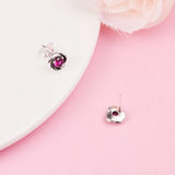 Pink Eternity Circle Stud Earrings 925 Sterling Silver Brincos for Women