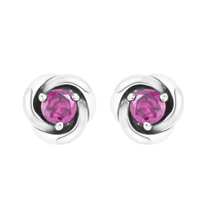 Pink Eternity Circle Stud Earrings 925 Sterling Silver Brincos for Women