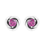 Pink Eternity Circle Stud Earrings 925 Sterling Silver Brincos for Women