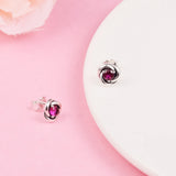 Pink Eternity Circle Stud Earrings 925 Sterling Silver Brincos for Women