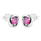 Pink Eternity Circle Stud Earrings 925 Sterling Silver Brincos for Women