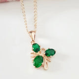 Green Cubic Zircon Office Lady Pendant Necklace 585