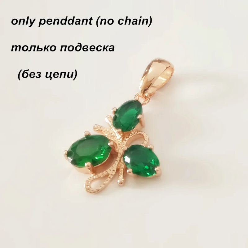 Green Cubic Zircon Office Lady Pendant Necklace 585