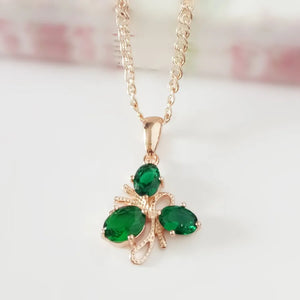 Green Cubic Zircon Office Lady Pendant Necklace 585