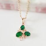 Green Cubic Zircon Office Lady Pendant Necklace 585