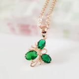 Green Cubic Zircon Office Lady Pendant Necklace 585