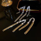 Metal Chain CZ Geometric Earring 14k Zirconia Stud Earrings