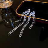 Metal Chain CZ Geometric Earring 14k Zirconia Stud Earrings