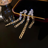 Metal Chain CZ Geometric Earring 14k Zirconia Stud Earrings