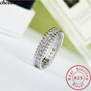 925 Silver Ring with CZ for Women Engagement Wedding Band