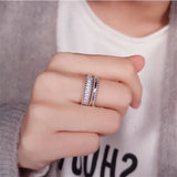 925 Silver Ring with CZ for Women Engagement Wedding Band