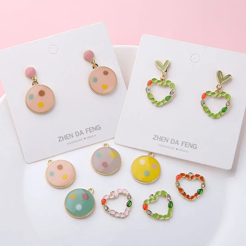 Oil Drop Polka Dots Heart DIY Charms 30pcs