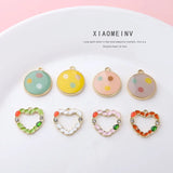 Oil Drop Polka Dots Heart DIY Charms 30pcs