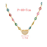 Oil Eye Necklace Pink Titanium Steel with Zircon Heart Pendant
