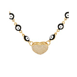 Oil Eye Necklace Pink Titanium Steel with Zircon Heart Pendant
