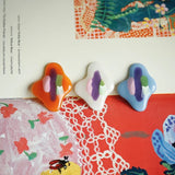 Oil Painting Hand-Painted Epoxy Ear Stud Hair Clip DIY Ornament 2p